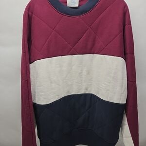 Champion Reverse Weave Sweatshirt Mens Sz L Color Block Red White Blue